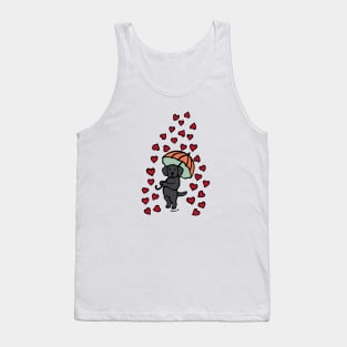 Black Labrador Cartoon and Rain of Hearts Tank Top